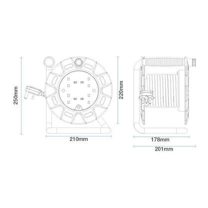 Masterplug Open Cable Reel 13A 4-Socket 25M 240V LDCC2513/4BL-MP