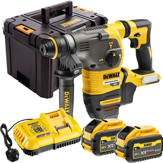 Dewalt DCH333X2 54V XR FlexVolt Brushless SDS Plus Hammer Drill With 2 x 9.0Ah Batteries & Charger